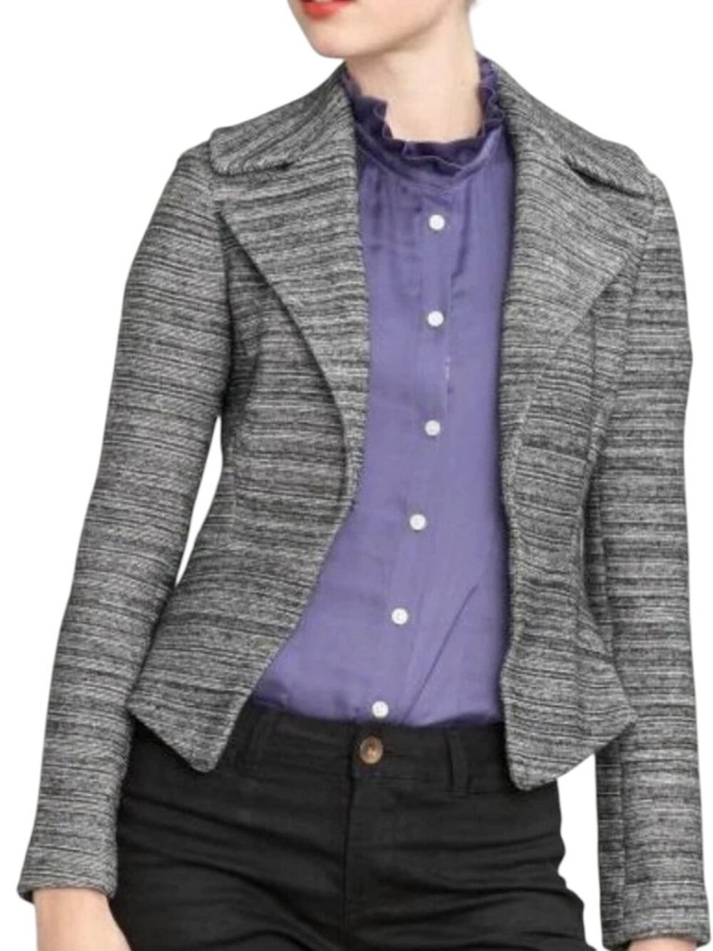 Banana Republic Blazer, Camille Peplum, Black Cream, Wool Jacket, Size 4, EUC